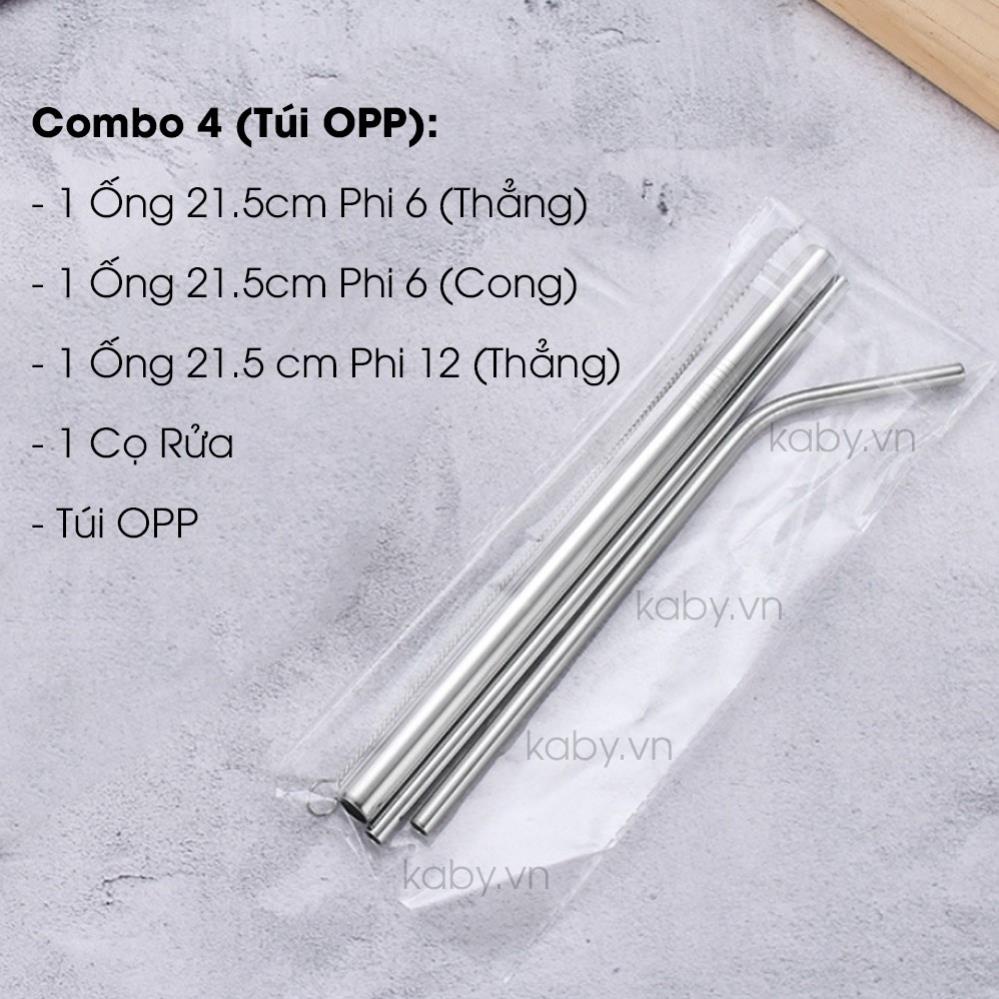 Bộ 3 Ống Hút Inox 304 Kèm Cọ Rửa Túi Vải