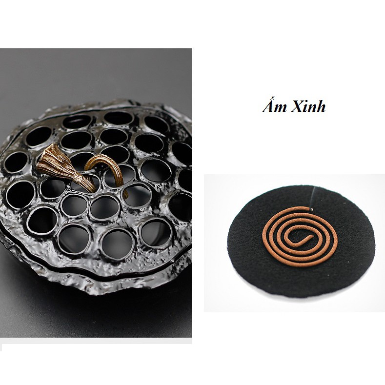 Lư hương đốt trầm + Đế gỗ Đàn Hương