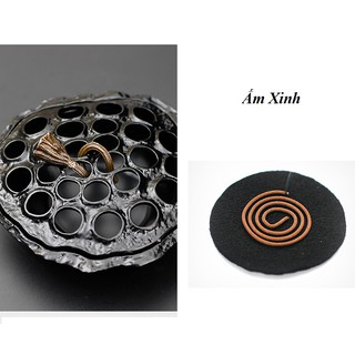 Lư hương đốt trầm + Đế gỗ Đàn Hương
