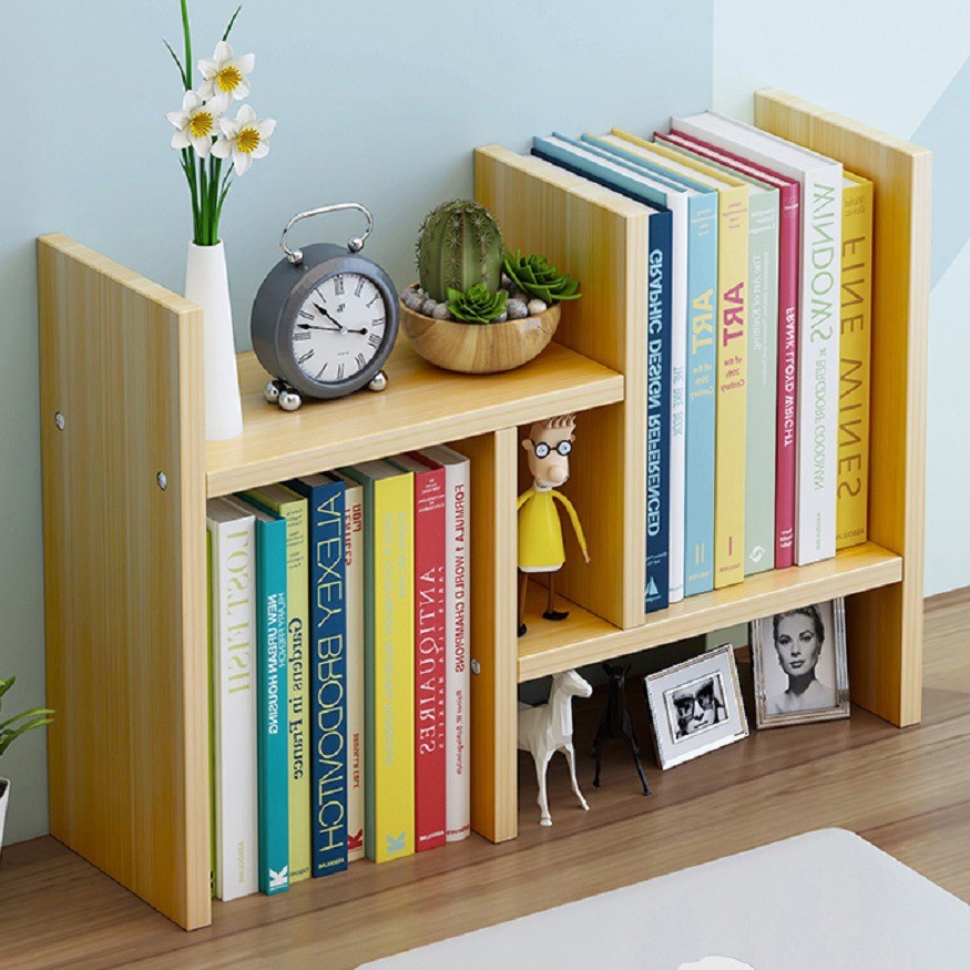Kệ Sách Gỗ Lắp Ghép Để Bàn Chắc Chắn,Siêu Rẻ,KỆ SÁCH GỖ MINI ĐỂ BÀN CHẤT LƯỢNG CAO
