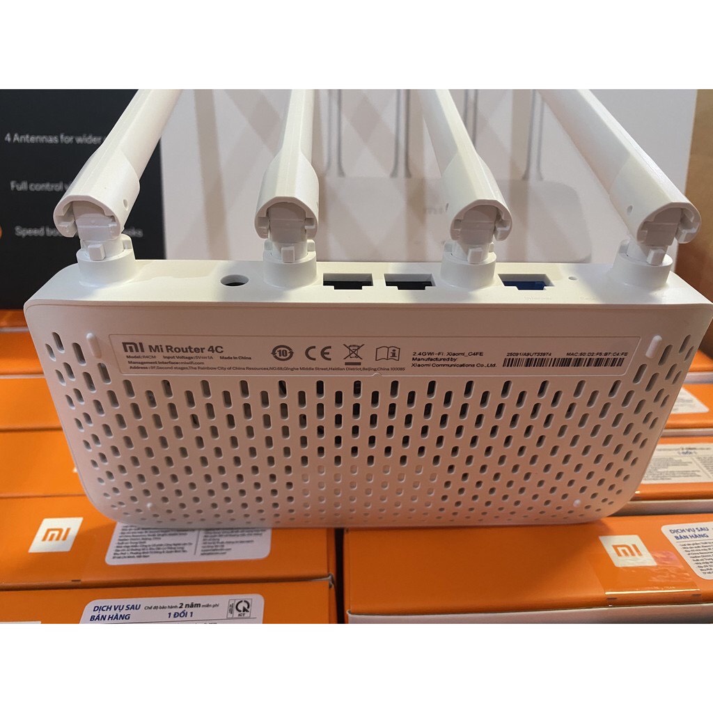 [Bản Quốc Tế] Xiaomi N 300Mbps Bộ Phát Wifi R4CM - Mi Router 4C - Quốc Tế Tiếng Anh 4 Anten rời -BH 2 năm 1 đổi 1