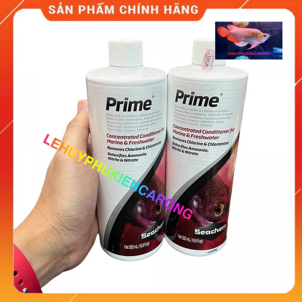 Seachem Prime Chai 500ml Dung Dịch Khử Nước TOÀN DIỆN Cho Bể Cá Cảnh - Có Tem Chính Hãng