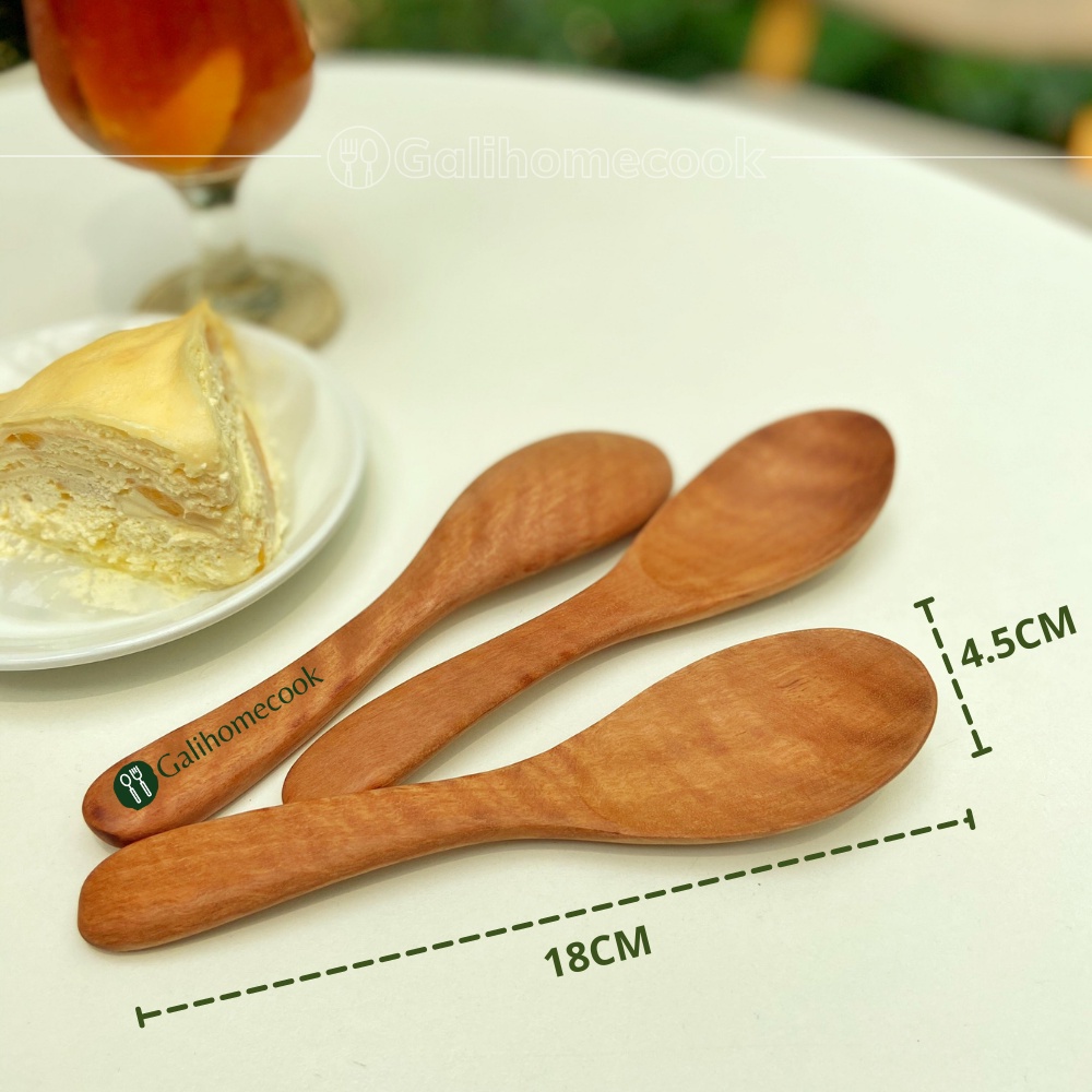 Thìa gỗ nhãn mộc ăn soup xuất khẩu 18x4,5cm | Longan wood Spoon Galihomecook TGN-5