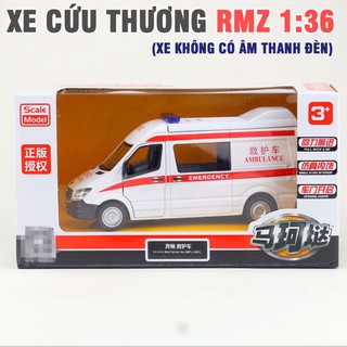 Đồ chơi xe ô tô cứu thương đồ chơi RMZ bằng sắt chạy cót mở 2 cửa trước xe đồ chơi trẻ em