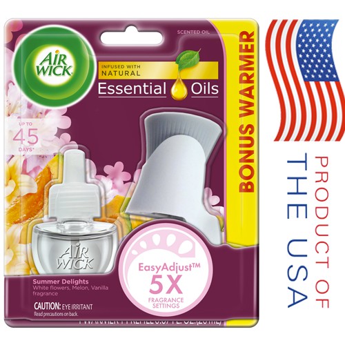 [HCM] Bộ Tinh Dầu Thơm Cắm Điện AirWick Scented Oil Summer Delight, Hương Hoa Lan và Dưa Lưới