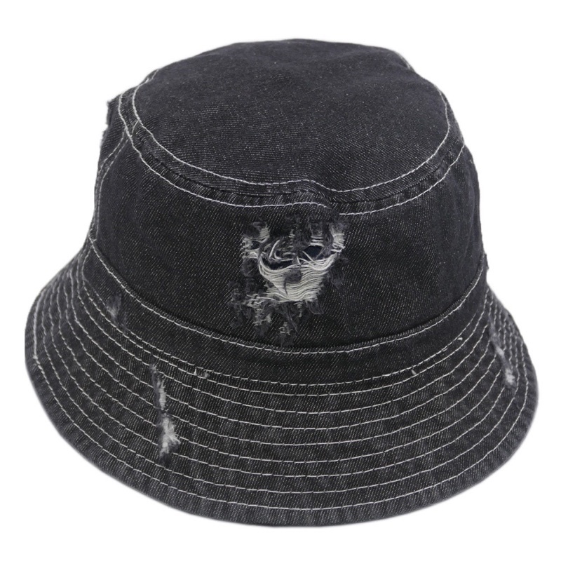 Mũ tai bèo jean rách nam nữ cá tính nón bucket rách - nón tai bèo Jeans demi rách Trơn cá tính