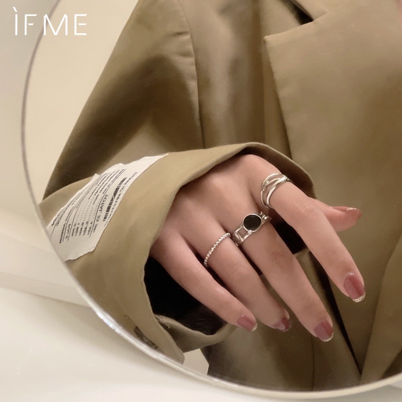 IF ME Set 3 nhẫn đeo tay kim loại đơn giản thời trang cho nữ