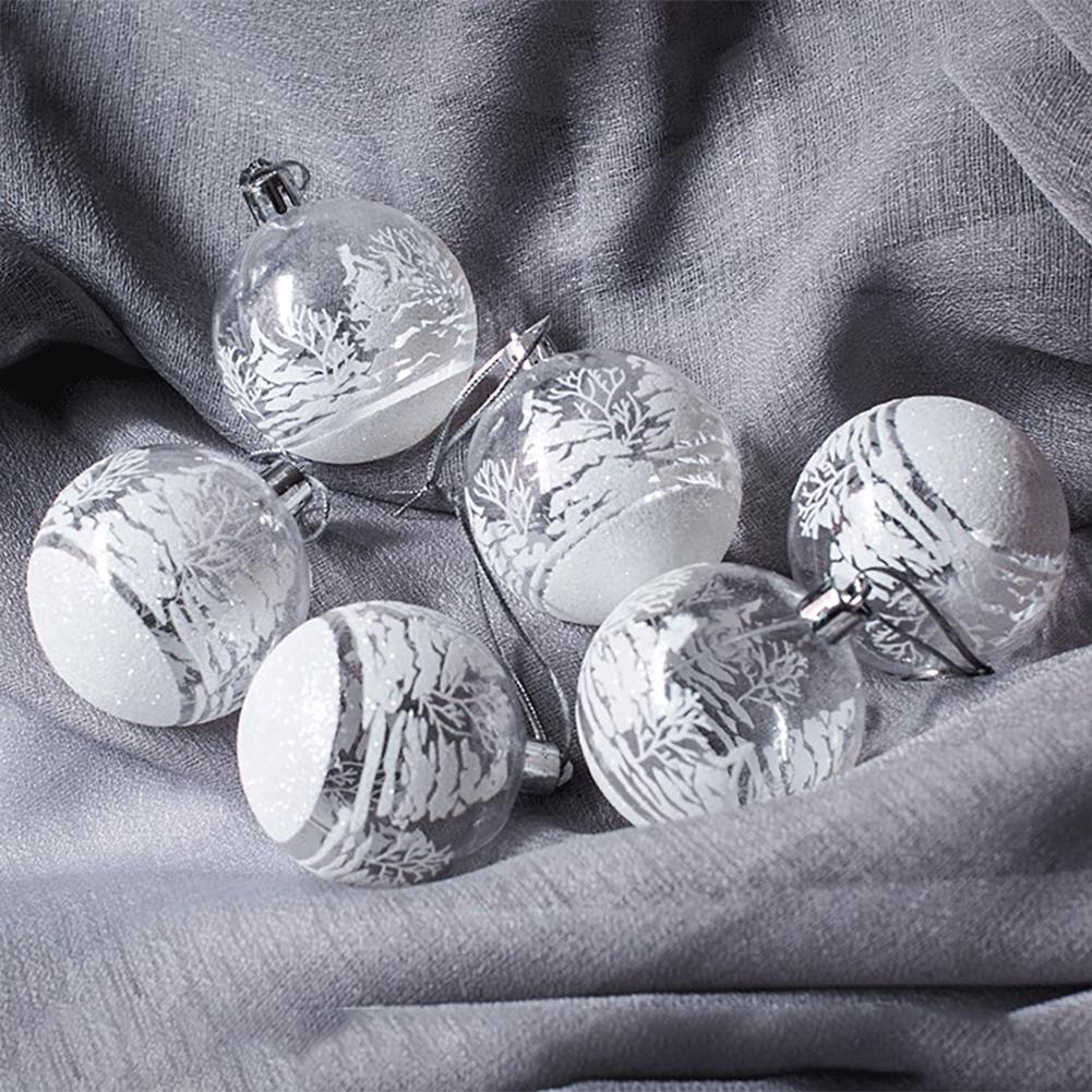 Set 6 Quả Cầu Tuyết Trong Suốt Treo Trang Trí Cây Thông Giáng Sinh