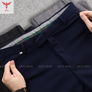 Quần âu nam ống côn vải lụa co giãn, quần tây nam thời trang công sở chất vải tuyết mưa ống côn co giãn nhẹ lên form đẹp