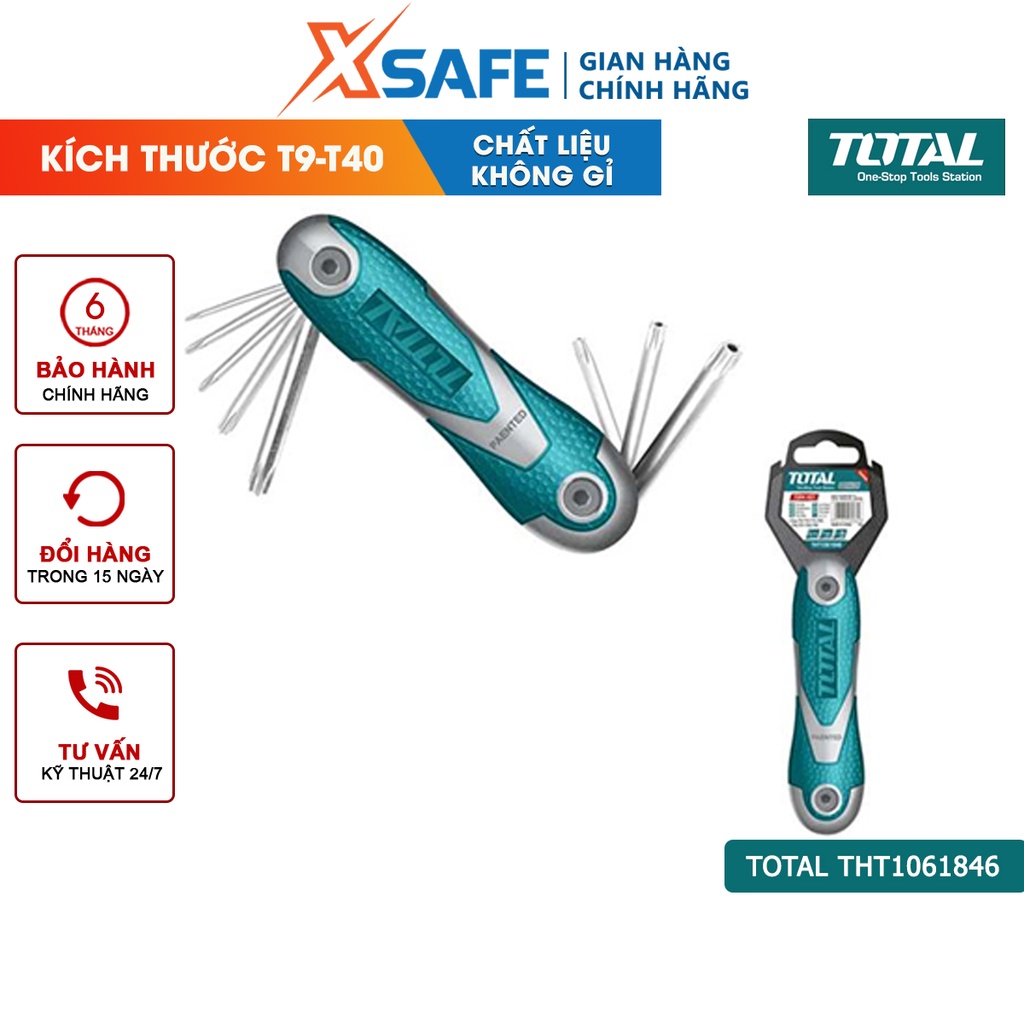 Bộ lục giác bông dạng xếp TOTAL THT1061846 8 chi tiết kích thước 2-8mm dùng vặn mở các khóa lục giác - chính hãng