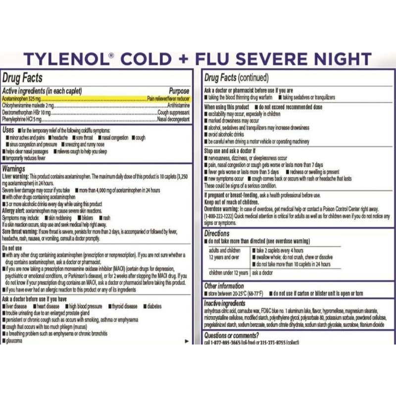 [Chính hãng Mỹ] Viên Tyl.enol cold - flu 16viên ngày &amp; 8 viên đêm