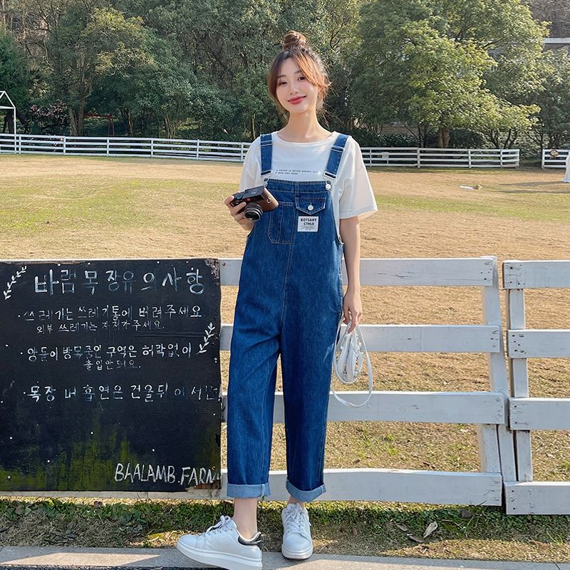 Quần Yếm Jean Ống Rộng Phong Cách Hàn Quốc Trẻ Trung Dành Cho Nữ