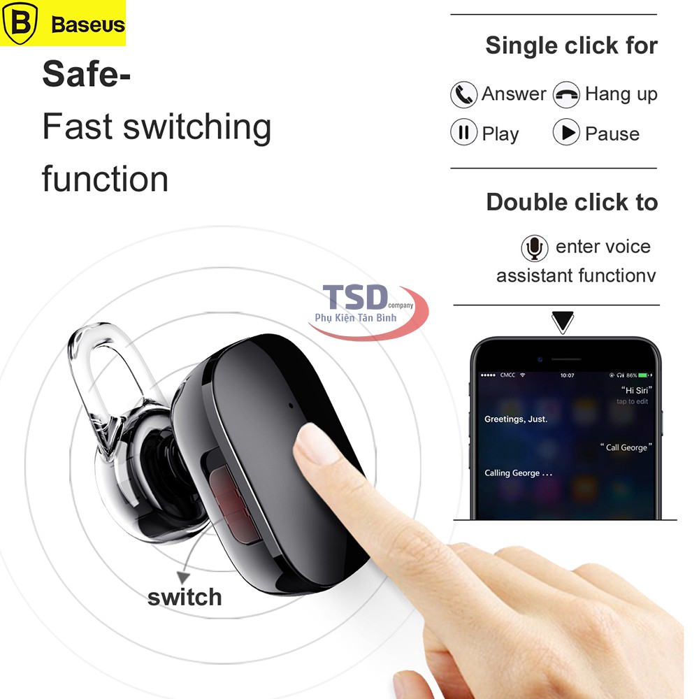 Tai Nghe Bluetooth Baseus Encok A02 Chính Hãng Kết Nối Cùng Lúc 2 Thiết Bị