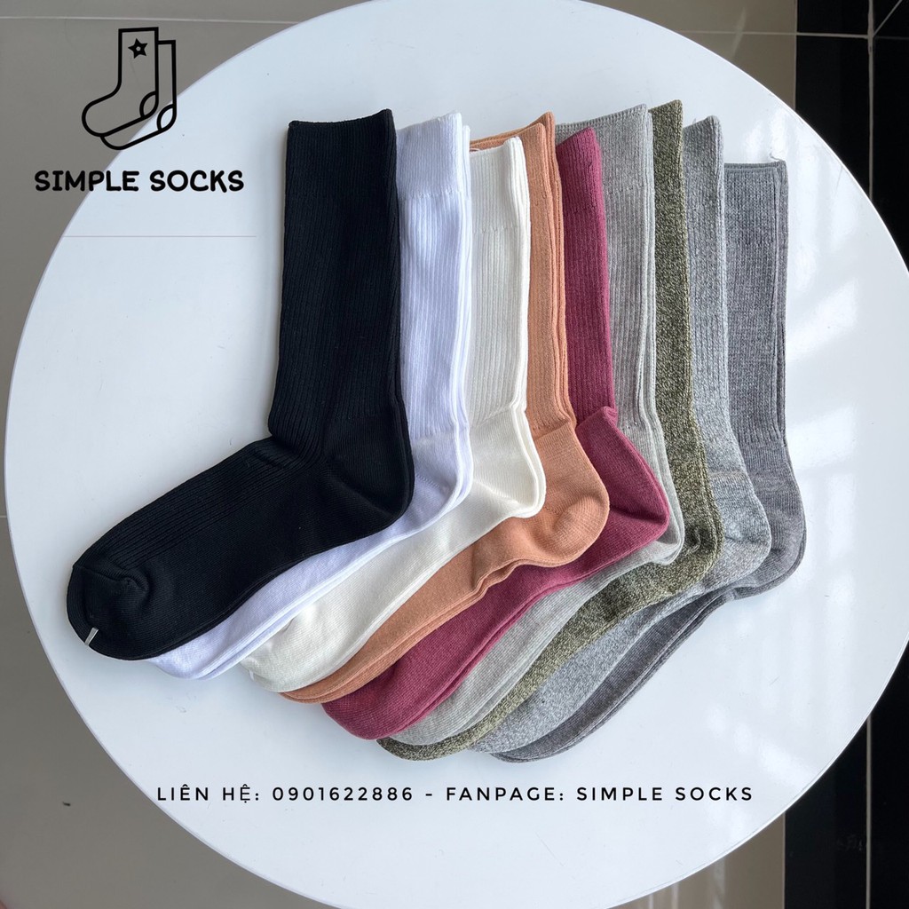 Tất Nam Cổ Cao Công Sở 💖FREESHIP💖 Vớ Basic Cổ Cao Sọc Gân Trơn Xuất Nhật Dày Dặn Chống Hôi Chân - Simple Sock