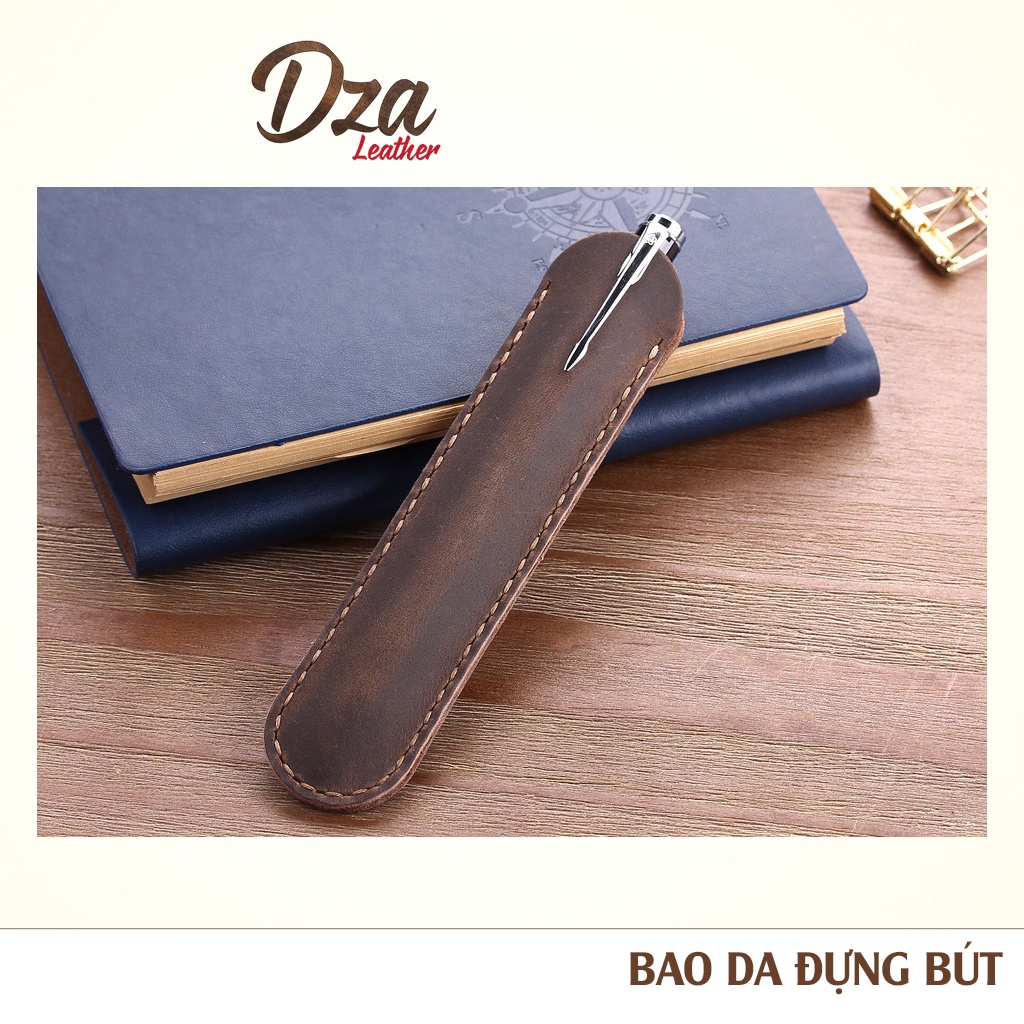 Bao da đựng bút da bò sáp Dza leather nhiều màu tùy chọn