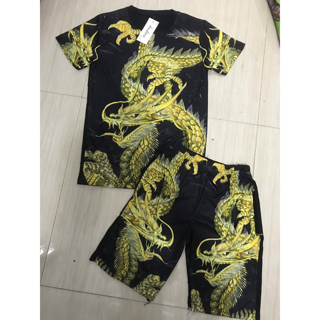 Bộ hè nam hoạ tiết rồng vàng cực chất - BN140 | BigBuy360 - bigbuy360.vn
