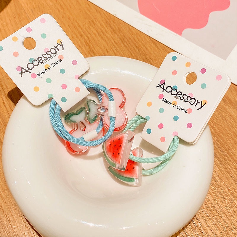 Dây Buộc Tóc Cao Su Co Giãn Hình Trái Cây Hoạt Hình Dễ Thương Cho Bé Gái