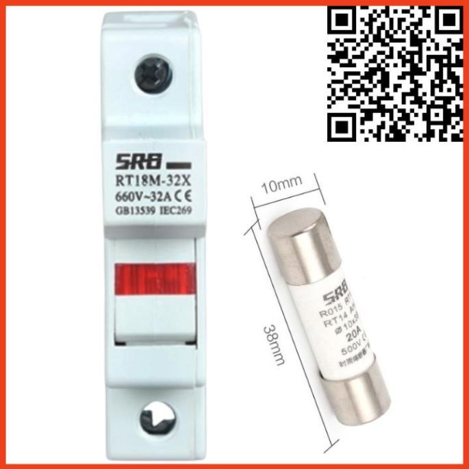 Bộ đế cầu chì sứ RT18-32X có đèn giá rẻ gồm vỏ chì và ruột chì sứ loại 1 pha và 3 pha