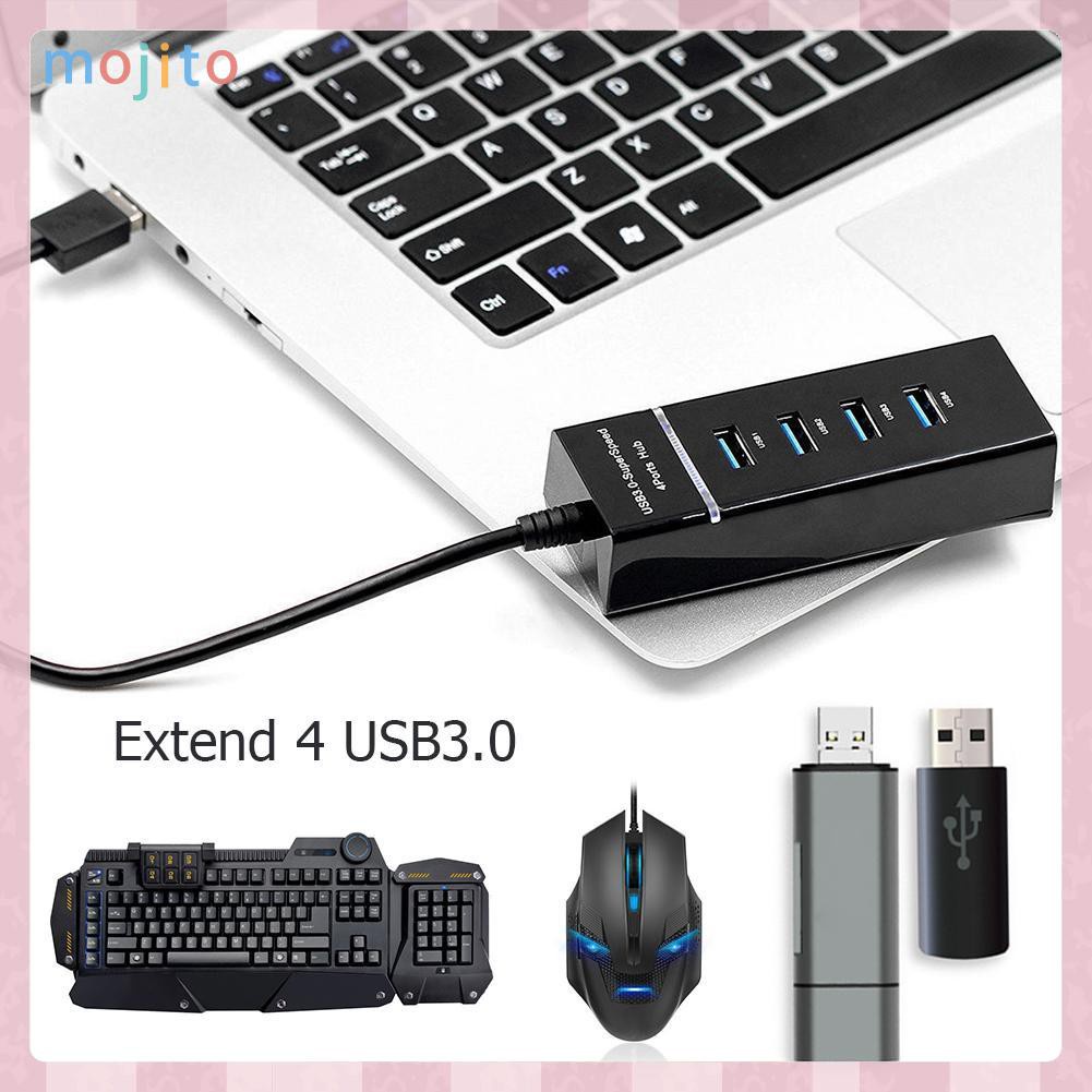 MOJITO 4 Port USB 3.0 Hub Super Speed 5Gbps Converter Cable Adapter for Laptop PC