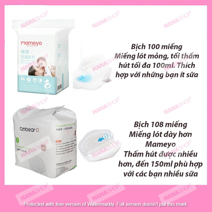 Miếng Lót Thấm Sữa CMBear Bịch 108 Miếng Siêu Chống Thấm, Chống Tràn, An Toàn, Tiết Kiệm