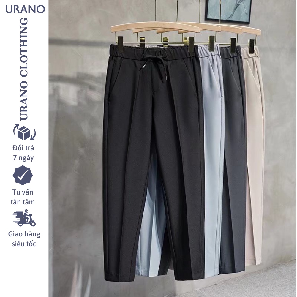 Quần âu nam Urano hàn quốc chống nhăn ống suông, quần tây nam ống rộng cạp chun co giãn công sở ống rộng