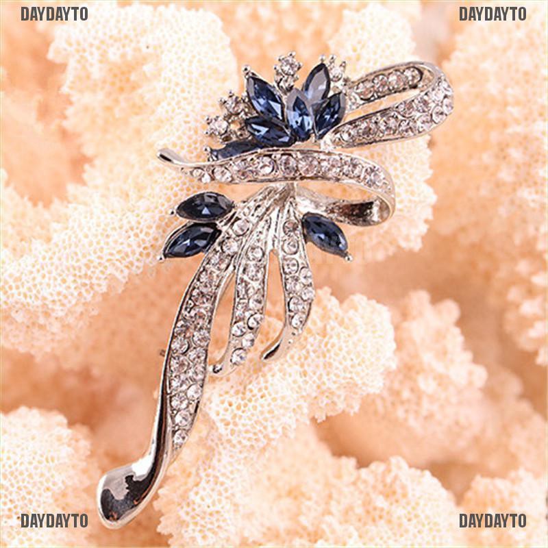 Ghim cài áo đính đá pha lê sáng bóng phong cách retro thời trang cho nữ