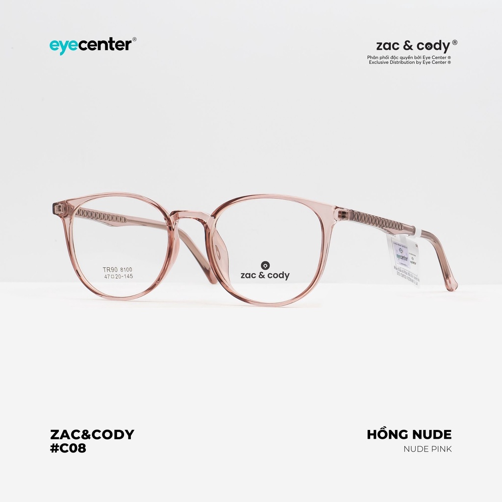 Gọng kính cận nam nữ chính hãng ZAC &amp; CODY C08S lõi thép chống gãy nhập khẩu by Eye Center Vietnam