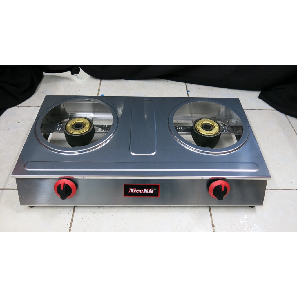 Bếp Gas Công Nghiệp Khè Gia Dụng NiceKit NK - 2 Lò, Thân Bếp Inox Cao Cấp, Bảo Hành Chính Hãng 24 Tháng