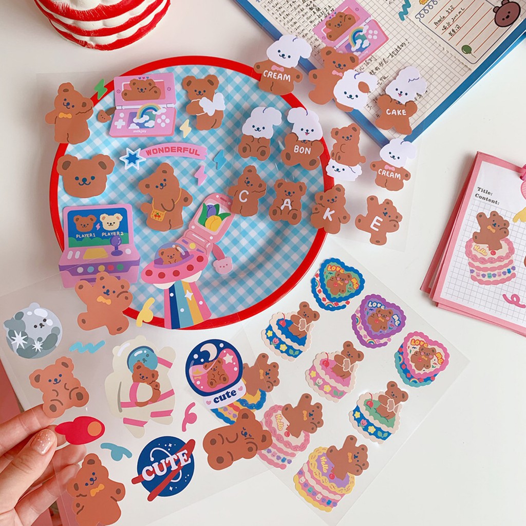Lovely Decorative Waterproof PVC Bear Sticker