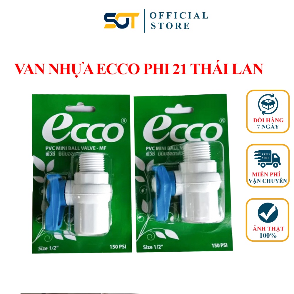 Van khoá nước, van nhựa ren 21 ECCO THÁI LAN chính hãng