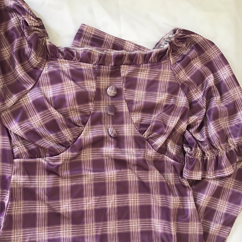 Váy đầm kẻ caro màu tím Jameela | BigBuy360 - bigbuy360.vn