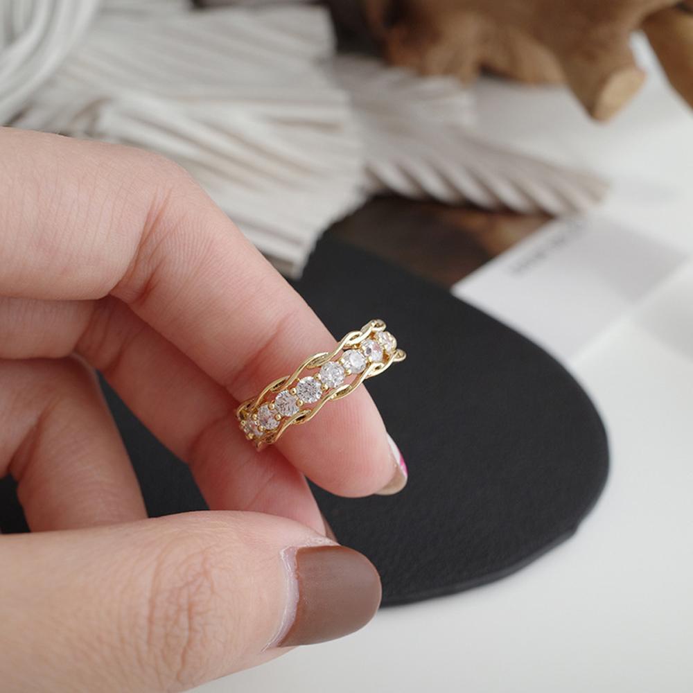 FORBETTER Nhẫn Hở Phối Dây Xích Phong Cách Vintage Cá Tính Cho Nữ