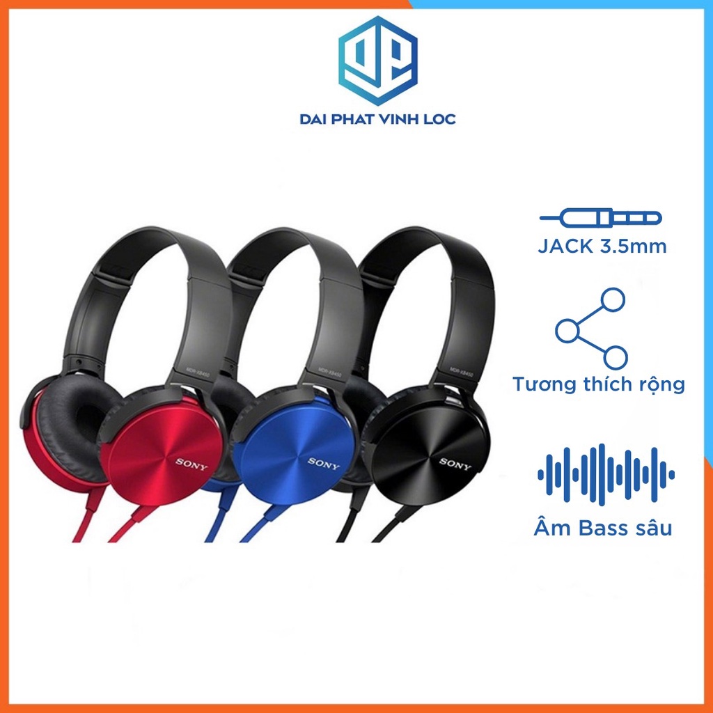 Tai nghe chụp tai gấp gọn headphone có mic có dây sony extra bass cao cấp cực bền bass sâu chống ồn chống nhiễu Đại Phát