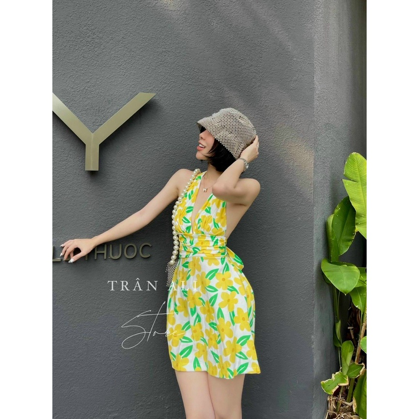 VÁY HOA CỔ YẾM HOẠ TIẾT HOA MÀU SẮC SIÊU XINH DỄ THƯƠNG DẠO PHỐ, ĐI CHƠI, ĐI BIỂN