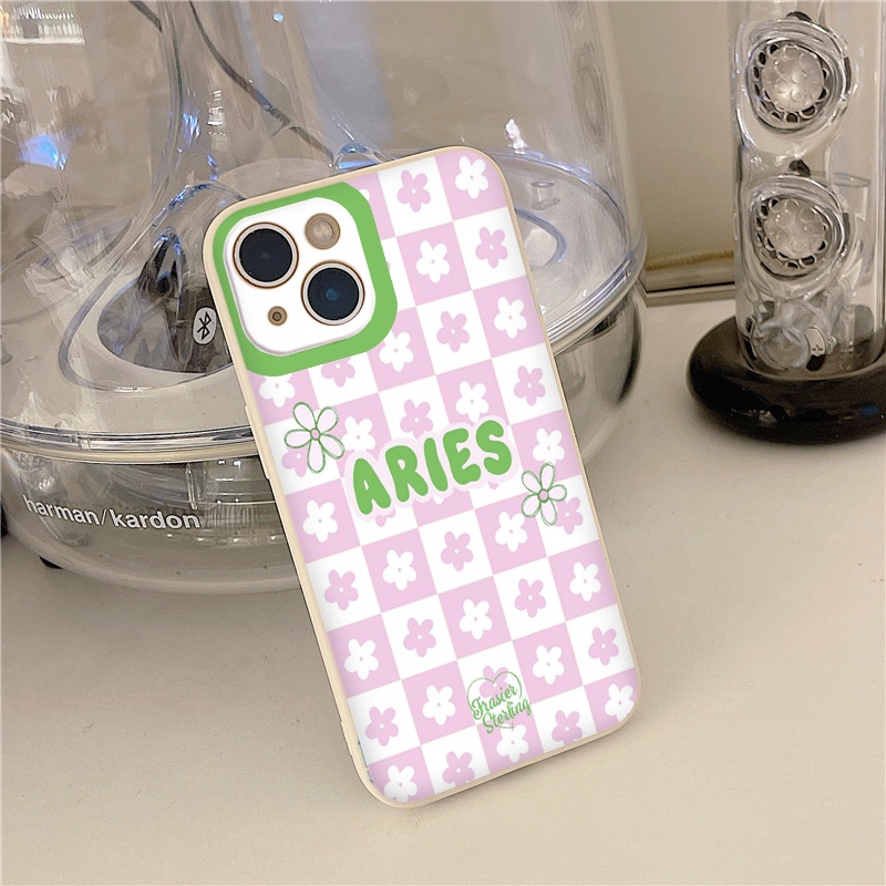 Ốp 11 pro max hình hoa Aries kẻ caro đẹp cho 6/6plus/6s/6splus/7/7plus/8/8plus/x/xr/xs/11/12/13/pro/max/plus/promax