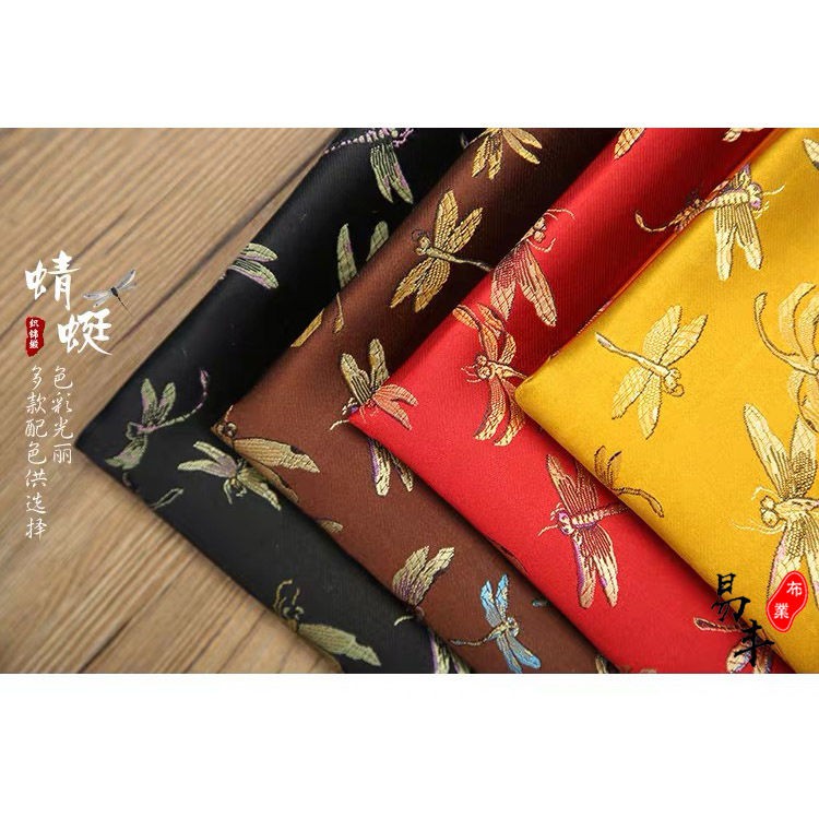 Set 90 Miếng Vải Satin May Sườn Xám Họa Tiết Hoa / Chuồn Chuồn Phong Cách Trung Hoa