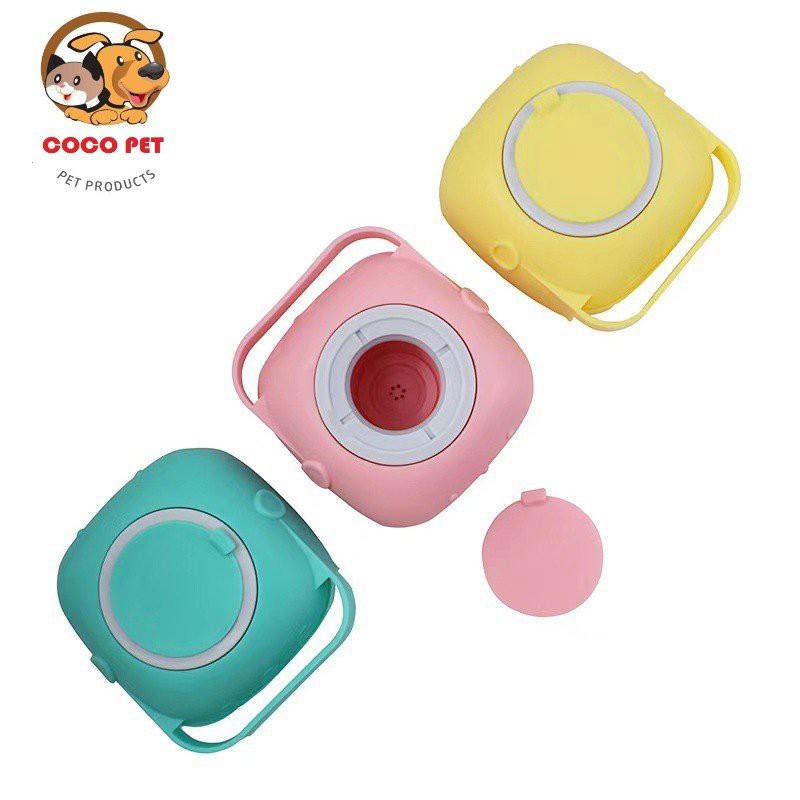 Bàn Chải Tắm/Bông Tắm Silicon Tạo Bọt Matxa Cho Chó Mèo có Chỗ Đựng Sữa Tắm