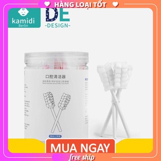 Hộp 30 que tưa lưỡi rơ lưỡi cao cấp KAMIDI làm sạch khoang miệng cho bé