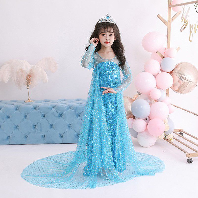 Trang phục Nữ Hoàng Băng Giá Frozen dành cho bé gái, bộ váy đầm hoá trang công chúa Elsa cực kỳ xinh xắn