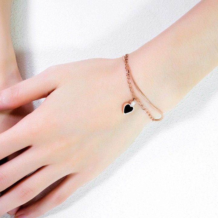 Lắc Tay Trái Tim Titan Ko Đen Cao Cấp TT 2069 - TT 2069