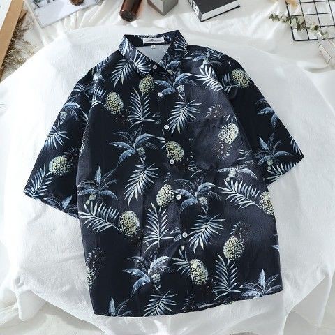 Hawaiian beach shirt short sleeve plus size shirt flower shirt shirt shirt jacket