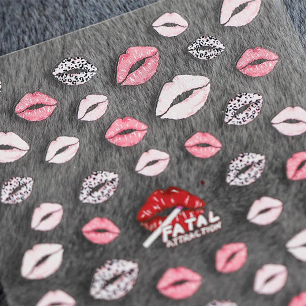 [Hàng mới về] Miếng Dán Trang Trí Móng Tay Hình Đôi Môi Đỏ 5D Thời Trang Diy