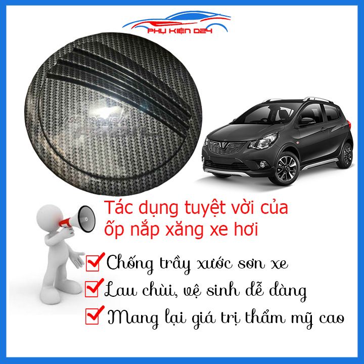 Ốp nắp bình xăng Fadil 2019-2020-2021-2022-2023 vân cacbon chống trầy trang trí ô tô