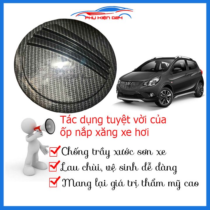 Ốp nắp bình xăng Fadil 2019-2021 vân cacbon chống trầy trang trí ô tô