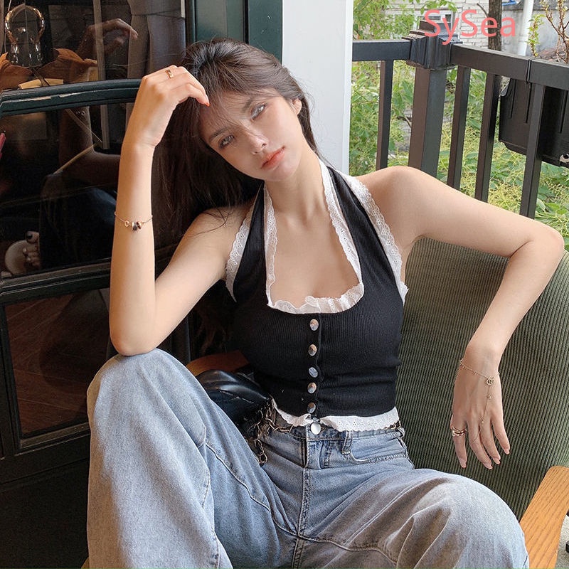 Áo Hai Dây Phối Ren Quyến Rũ Thời Trang Hè Cho Nữ