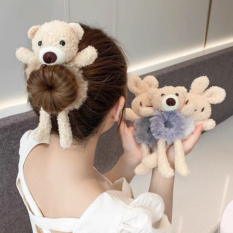 Dây Buộc Tóc Trang Trí Gấu Nhồi Bông Dễ Thương Dành Cho Nữ