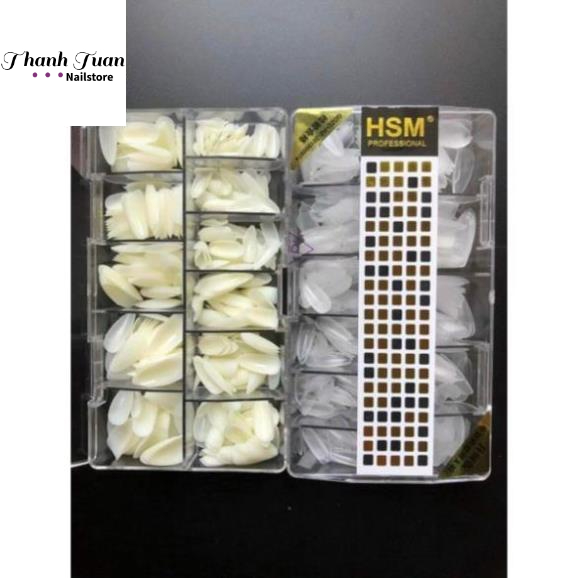 Hộp móng úp HSM các loại Tem đen (nhám sẵn) và tem hồng (trơn)  - Phụ kiện đồ nail