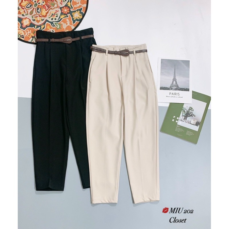 Quần baggy vải công sở mã mới tặng kèm đai siêu xinh | BigBuy360 - bigbuy360.vn