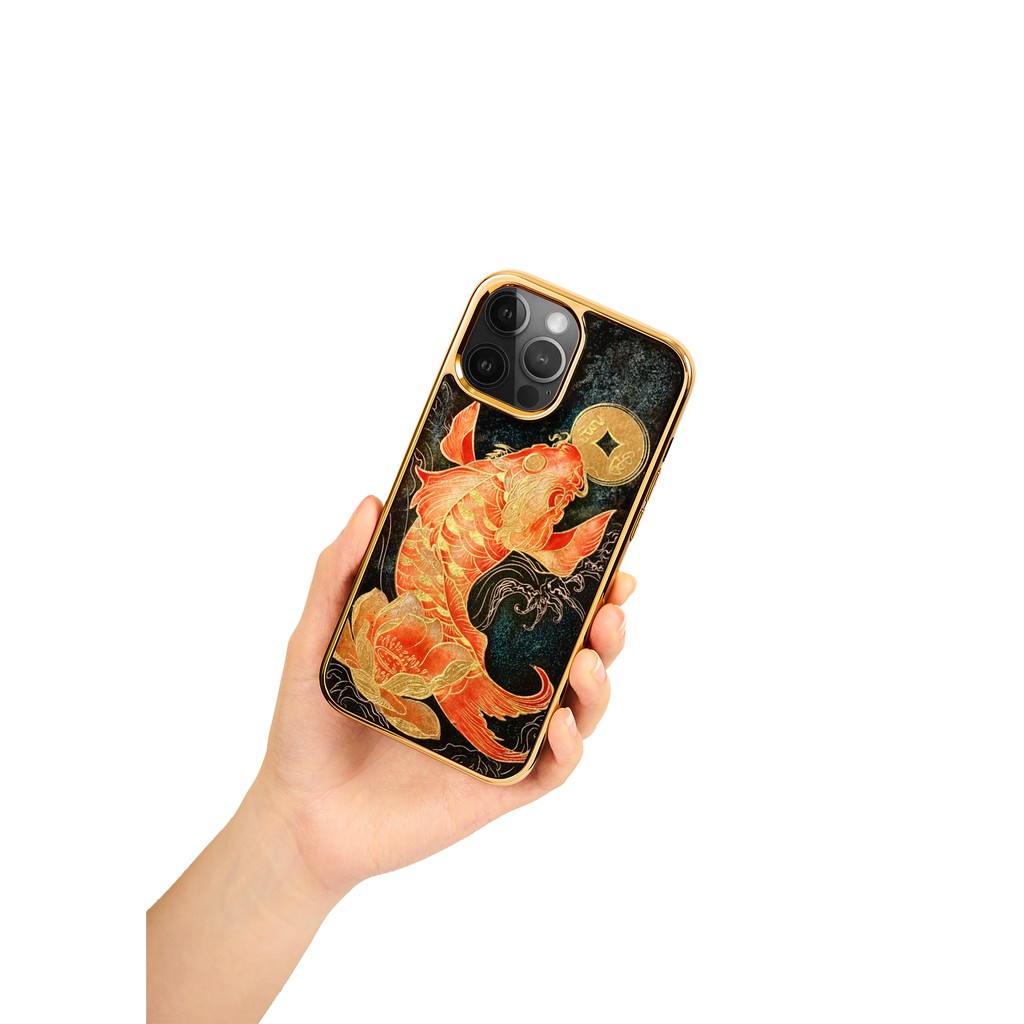 Ốp điện thoại cho iPhone 12 / 12 Pro / 12 Pro Max mẫu Liên Ngư Dâng Lộc thương hiệu La Sonmai