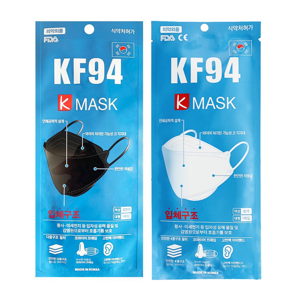 KHẨU TRANG Y TẾ KF94 HÀN QUỐC (1 TÚI/1 CÁI) K-MASK 4 LỚP CHỐNG 94% BỤI MỊN